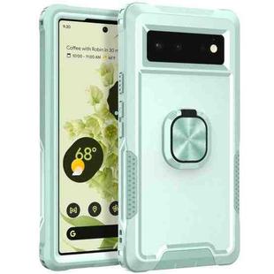 For Google Pixel 6 3 in 1 Ring Holder PC + TPU Phone Case(Mint Green)