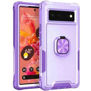 For Google Pixel 6 3 in 1 Ring Holder PC + TPU Phone Case(Purple)