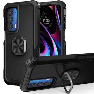 For Motorola Moto Edge 2021 3 in 1 Ring Holder PC + TPU Phone Case(Black)