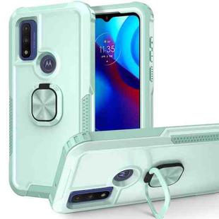 For Motorola Moto G Pure 3 in 1 Ring Holder PC + TPU Phone Case(Mint Green)