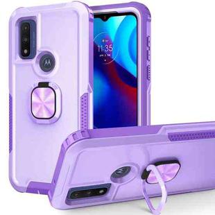 For Motorola Moto G Pure 3 in 1 Ring Holder PC + TPU Phone Case(Purple)