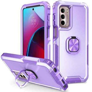 For Motorola Moto G Stylus 4G / 5G 2022 3 in 1 Ring Holder PC + TPU Phone Case(Purple)