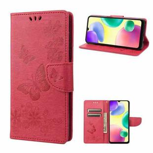 For Xiaomi Redmi 10A Butterfly Embossed Leather Phone Case(Red)