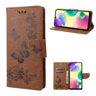 For Xiaomi Redmi 10A Butterfly Embossed Leather Phone Case(Brown)