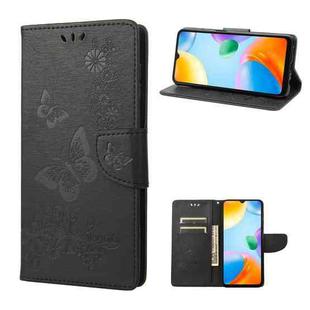 For Xiaomi Redmi 10C Butterfly Embossed Leather Phone Case(Black)