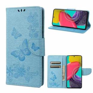 For Samsung Galaxy M53 5G Butterfly Embossed Leather Phone Case(Blue)