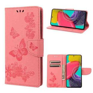 For Samsung Galaxy M53 5G Butterfly Embossed Leather Phone Case(Pink)