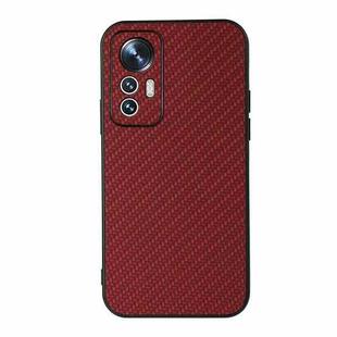 For Xiaomi Mi 12 Lite Accurate Hole Carbon Fiber Texture Shockproof Case(Red)