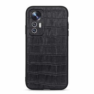 For Xiaomi Mi 12 Lite Fine Hole Crocodile Texture Genuine Leather Phone Case(Black)