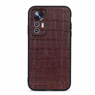 For Xiaomi Mi 12 Lite Fine Hole Crocodile Texture Genuine Leather Phone Case(Brown)