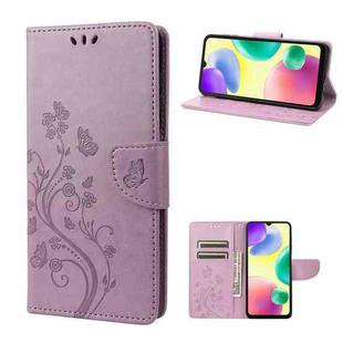 For Xiaomi Redmi 10A Butterfly Flower Pattern Flip Leather Phone Case(Light Purple)