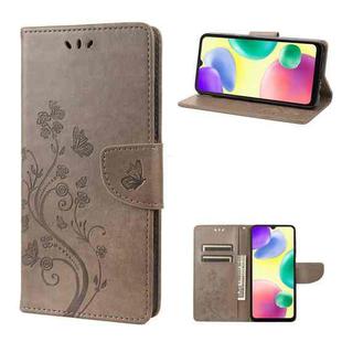 For Xiaomi Redmi 10A Butterfly Flower Pattern Flip Leather Phone Case(Grey)