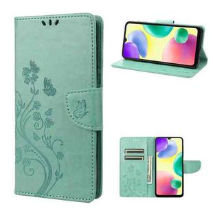 For Xiaomi Redmi 10A Butterfly Flower Pattern Flip Leather Phone Case(Green)