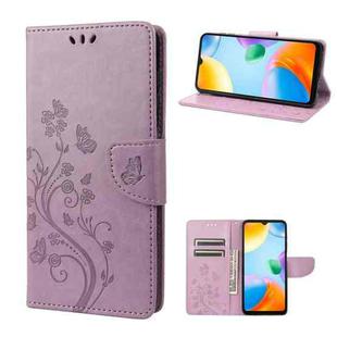 For Xiaomi Redmi 10C Butterfly Flower Pattern Flip Leather Phone Case(Light Purple)