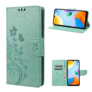 For Xiaomi Redmi 10C Butterfly Flower Pattern Flip Leather Phone Case(Green)