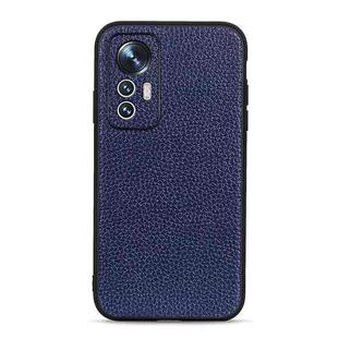 For Xiaomi Mi 12 Lite Fine Hole Litchi Texture Genuine Leather Phone Case(Blue)