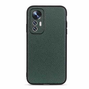 For Xiaomi Mi 12 Lite Fine Hole Litchi Texture Genuine Leather Phone Case(Green)