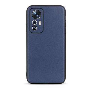 For Xiaomi Mi 12 Lite Fine Hole Sheep Texture Genuine Leather Shockproof Phone Case(Blue)