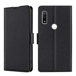 For Fujitsu Arrows WE F-51B Ultra-thin Voltage Side Buckle PU + TPU Leather Phone Case(Black)