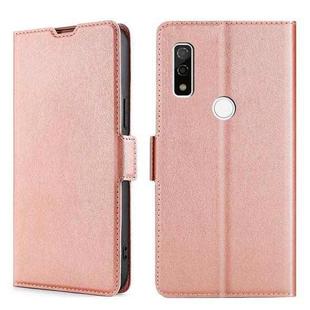For Fujitsu Arrows WE F-51B Ultra-thin Voltage Side Buckle PU + TPU Leather Phone Case(Rose Gold)