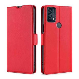 For TCL 20B 6159K Ultra-thin Voltage Side Buckle PU + TPU Leather Phone Case(Red)