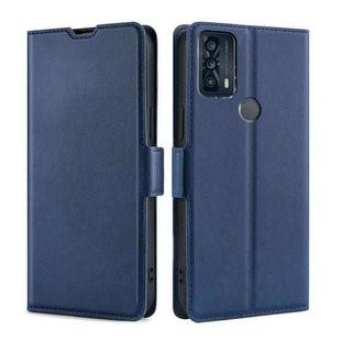 For TCL 20B 6159K Ultra-thin Voltage Side Buckle PU + TPU Leather Phone Case(Blue)