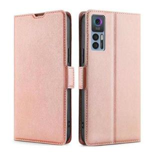 For TCL 30 5G / 30+ 5G Ultra-thin Voltage Side Buckle PU + TPU Leather Phone Case(Rose Gold)