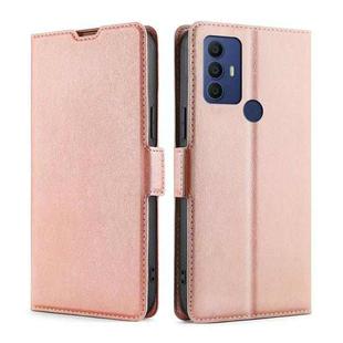 For TCL 305 / 30 SE / 306 & Sharp Aquos V6 / V6 Plus Ultra-thin Voltage Side Buckle PU + TPU Leather Phone Case(Rose Gold)