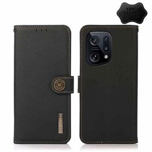 For OPPO Find X5 KHAZNEH Custer Genuine Leather RFID Phone Case(Black)