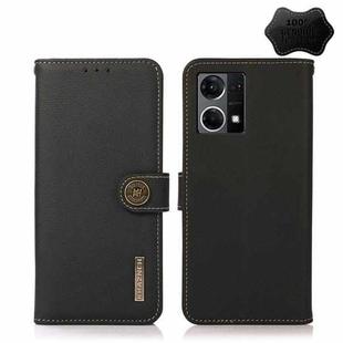 For OPPO Reno7 4G Global/F21 Pro 4G KHAZNEH Custer Genuine Leather RFID Phone Case(Black)