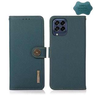 For Samsung Galaxy M53 5G KHAZNEH Custer Genuine Leather RFID Phone Case(Green)