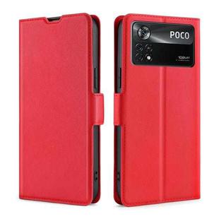 For Xiaomi Poco X4 Pro 5G Ultra-thin Voltage Side Buckle Flip Leather Case(Red)