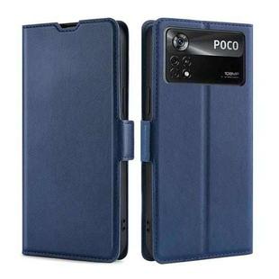 For Xiaomi Poco X4 Pro 5G Ultra-thin Voltage Side Buckle Flip Leather Case(Blue)