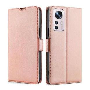 For Xiaomi 12 Pro Ultra-thin Voltage Side Buckle Flip Leather Case(Rose Gold)