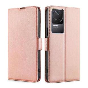 For Xiaomi Redmi K50 / K50 Pro Ultra-thin Voltage Side Buckle Flip Leather Case(Rose Gold)