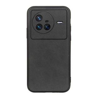 For vivo X80 Two-color Calf Texture PU Phone Case(Black)