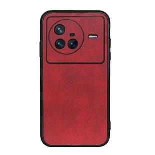 For vivo X80 Two-color Calf Texture PU Phone Case(Red)