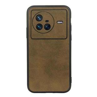 For vivo X80 Two-color Calf Texture PU Phone Case(Green)