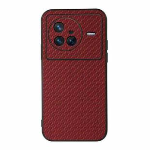 For vivo X80 Carbon Fiber Texture PU Phone Case(Red)