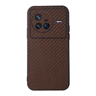 For vivo X80 Carbon Fiber Texture PU Phone Case(Brown)