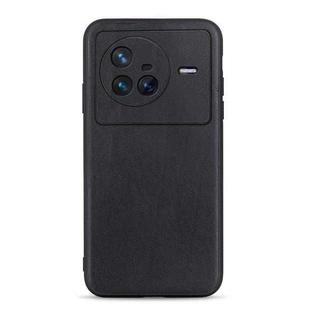 For vivo X80 Lambskin Texture Genuine Leather Phone Case(Black)