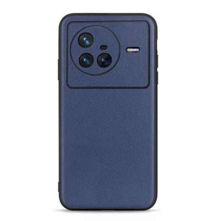 For vivo X80 Lambskin Texture Genuine Leather Phone Case(Blue)