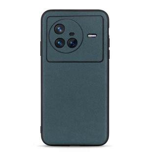For vivo X80 Lambskin Texture Genuine Leather Phone Case(Green)