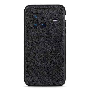 For vivo X80 Litchi Texture Genuine Leather Phone Case(Black)