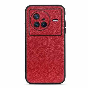 For vivo X80 Litchi Texture Genuine Leather Phone Case(Red)