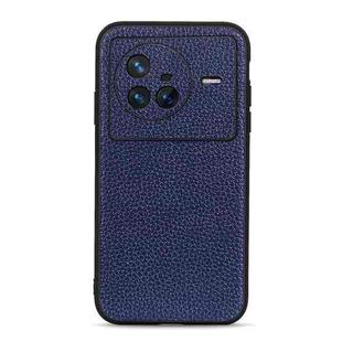 For vivo X80 Litchi Texture Genuine Leather Phone Case(Blue)