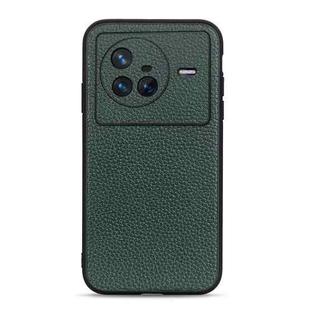 For vivo X80 Litchi Texture Genuine Leather Phone Case(Green)