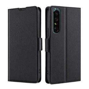 For Sony Xperia 1 IV Ultra-thin Voltage Side Buckle Flip Leather Case(Black)