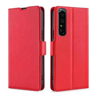 For Sony Xperia 1 IV Ultra-thin Voltage Side Buckle Flip Leather Case(Red)