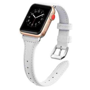 Genuine Leather Watch Band For Apple Watch Series 8&7 41mm / SE 2&6&SE&5&4 40mm / 3&2&1 38mm(White)